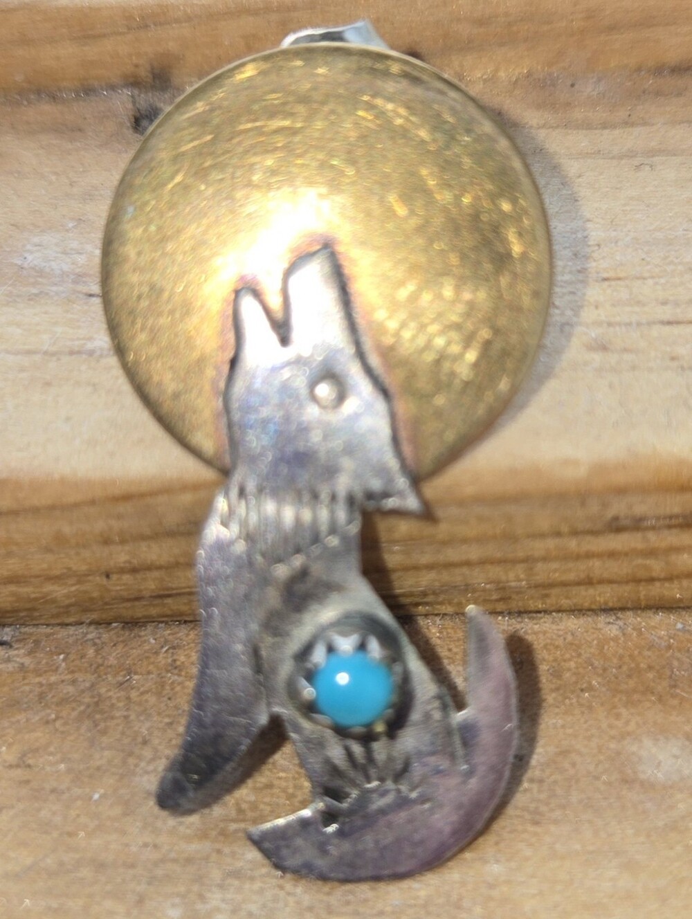 Howling Wolf Silver,  Copper with Turquoise Accent Post Earrings.